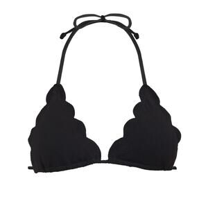NWOT Marysia Broadway Scallop Triangle Bikini Top Large Black Swimclean B/C Cup